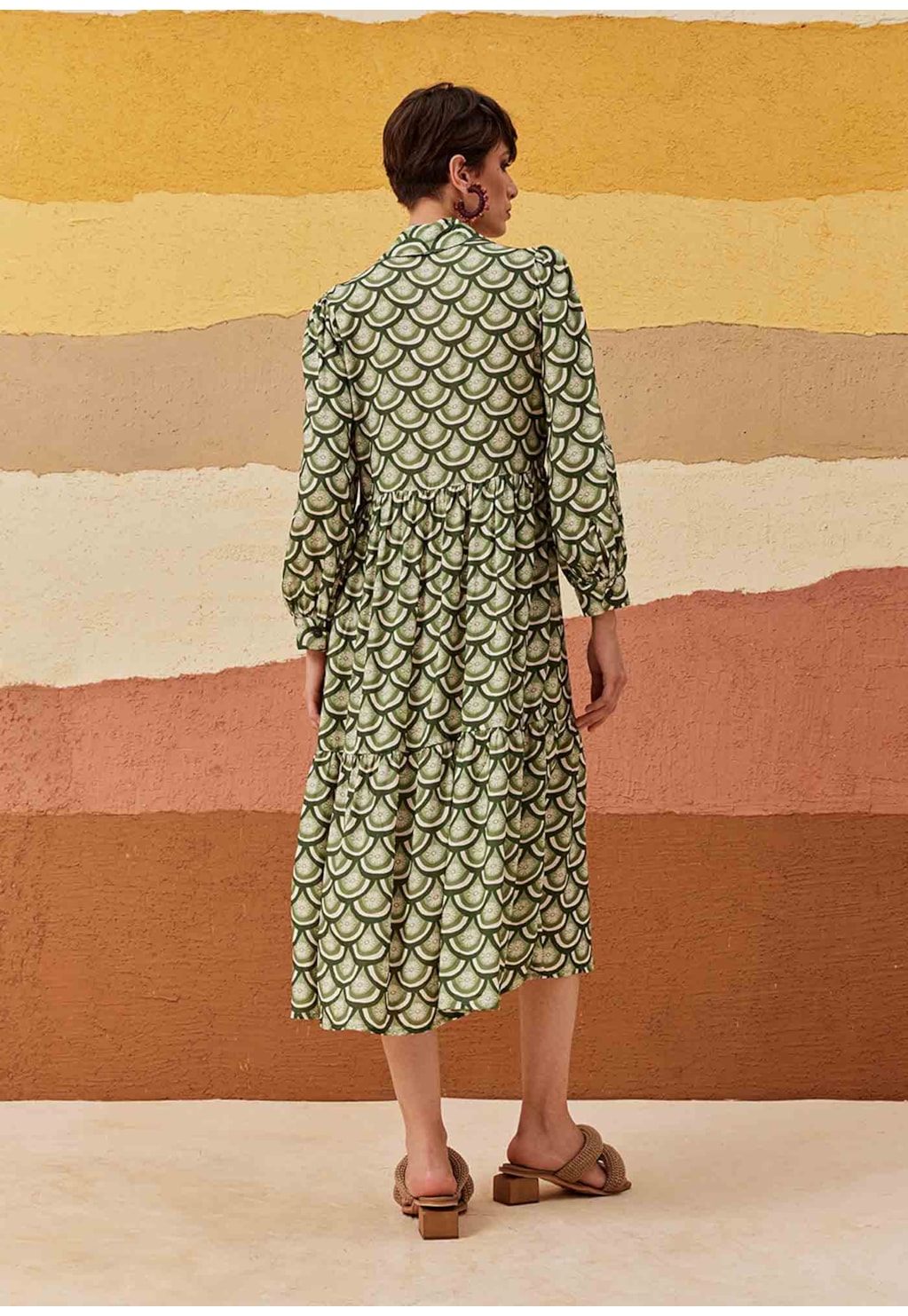 Vestido Chemise Maxi Midi Marias Estampado El Sol