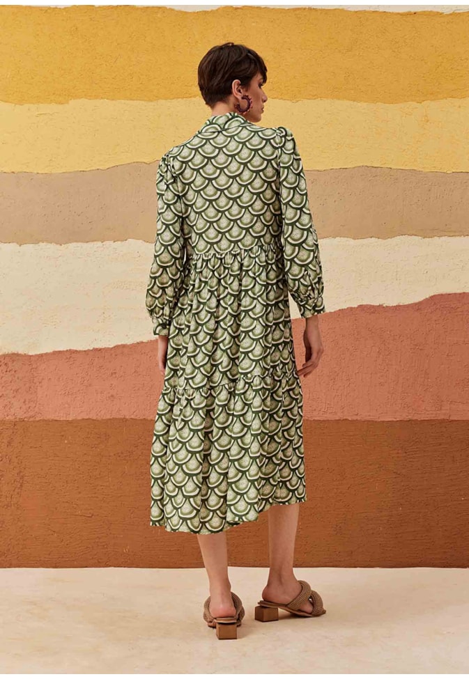 Vestido Chemise Maxi Midi Marias Estampado El Sol