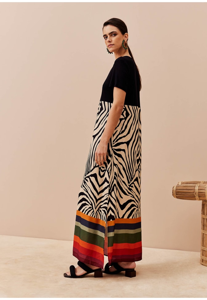 Vestido com Malha Estampado Zebra Color