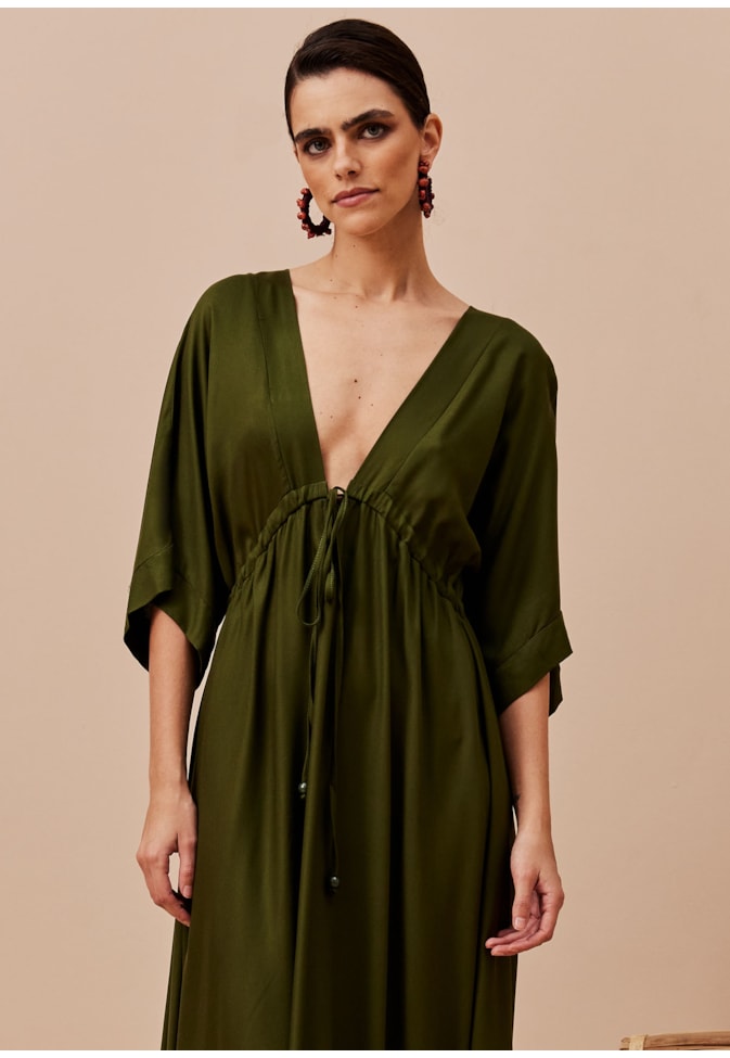 Vestido Com Túnel E Pontas