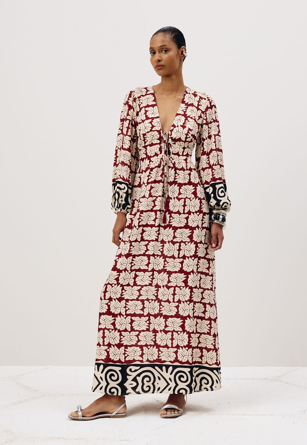 Vestido Cropped Pala Lastex Estampado Asteca