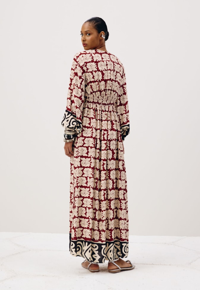 Vestido Cropped Pala Lastex Estampado Asteca