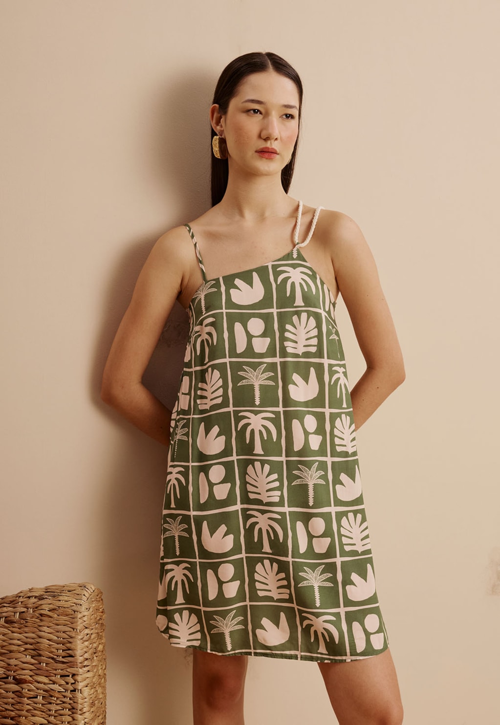 Vestido Curto Alça Corda Estampado Ybyra