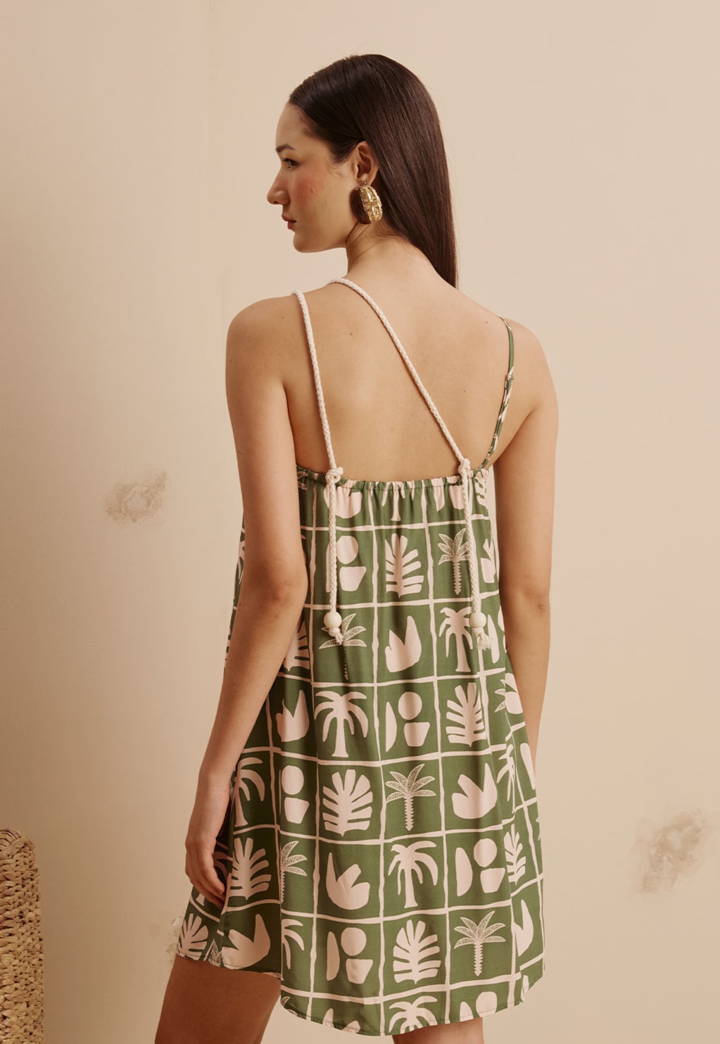 Vestido Curto Alça Corda Estampado Ybyra