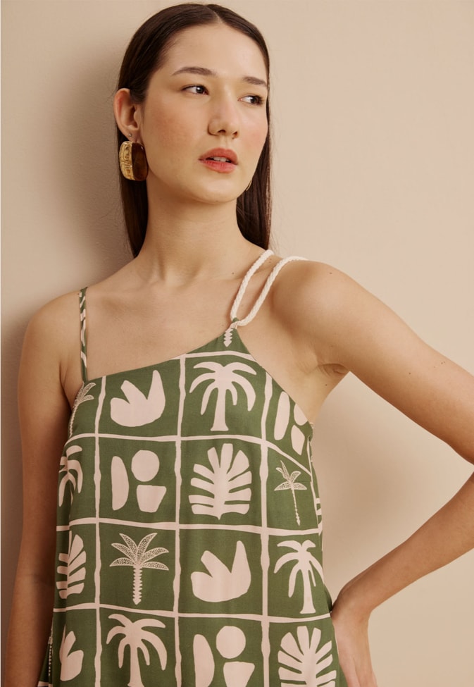 Vestido Curto Alça Corda Estampado Ybyra