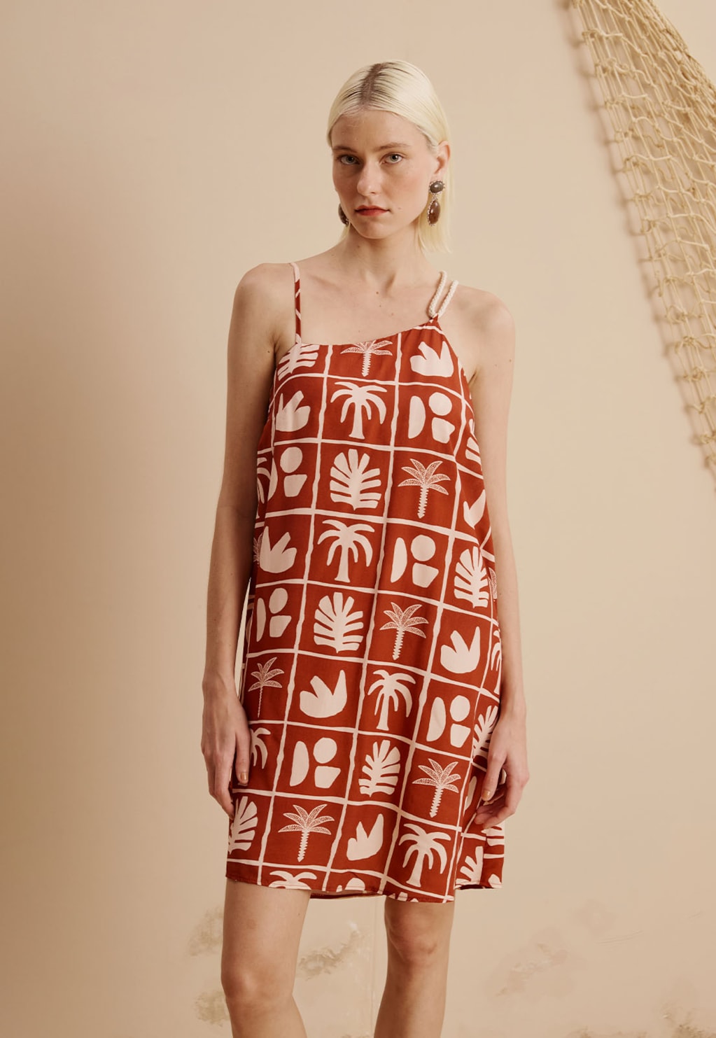 Vestido Curto Alça Corda Estampado Ybyra