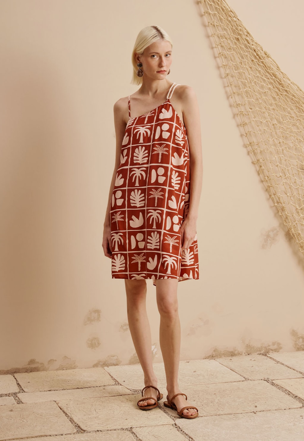 Vestido Curto Alça Corda Estampado Ybyra