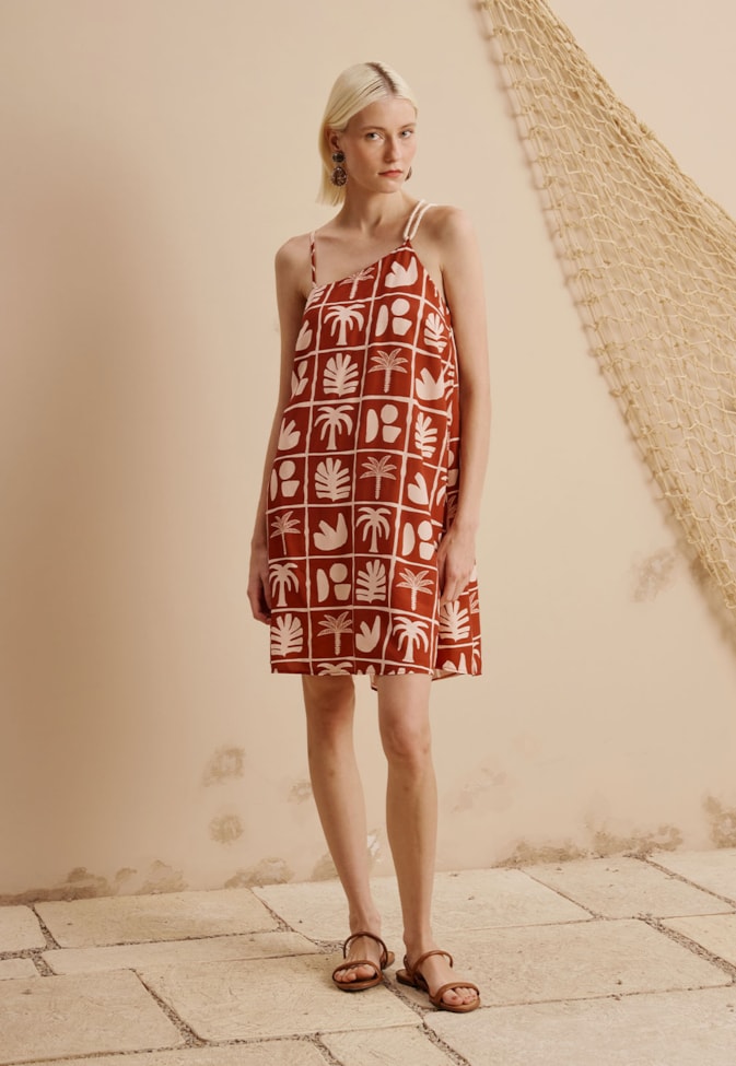 Vestido Curto Alça Corda Estampado Ybyra