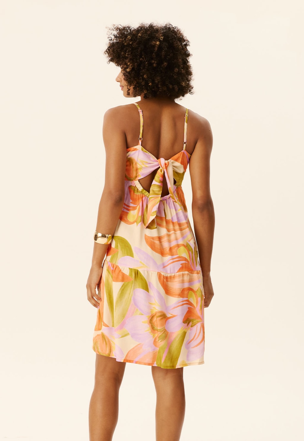 Vestido Curto Alça Fina Estampado Fulô