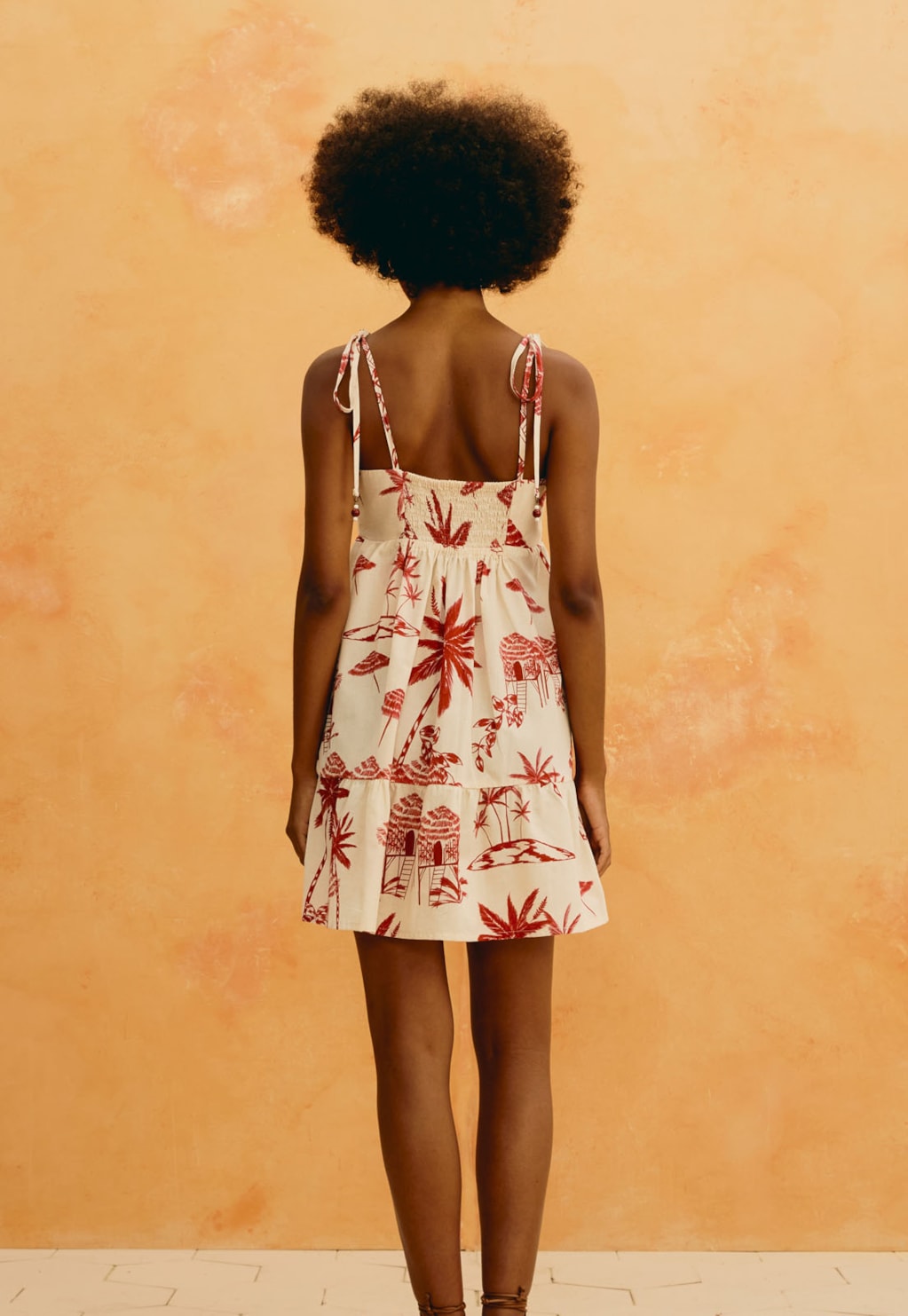 Vestido Curto Alças Estampado Playa Blanca