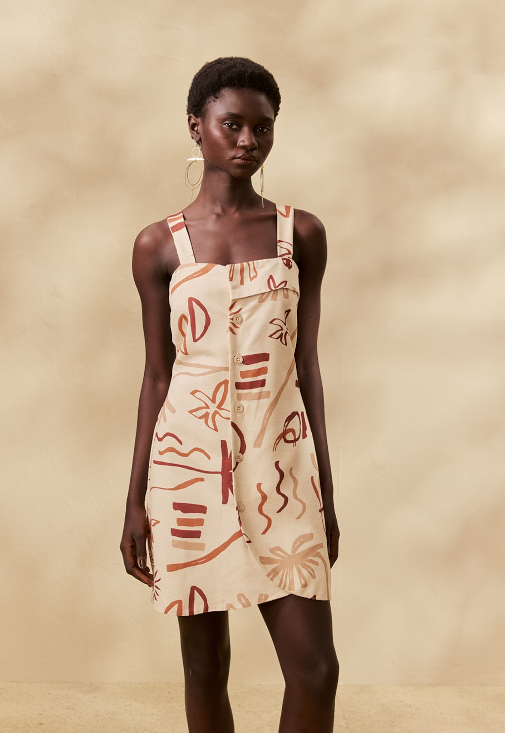 Vestido Curto Alfaiataria Estampado Rocca