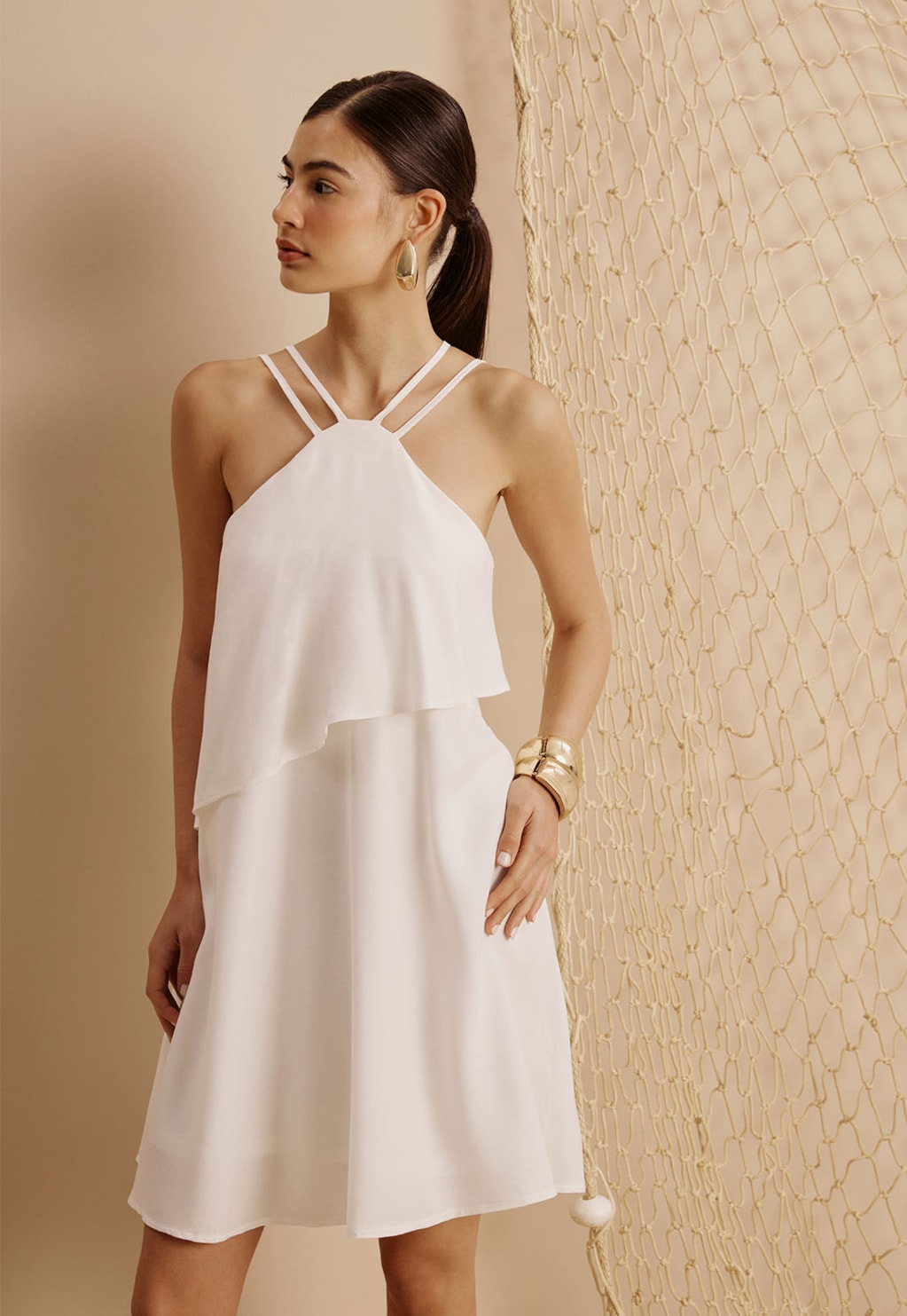 Vestido Curto Assimétrico Alça Dupla