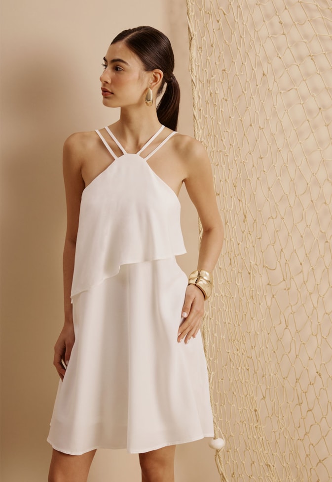 Vestido Curto Assimétrico Alça Dupla