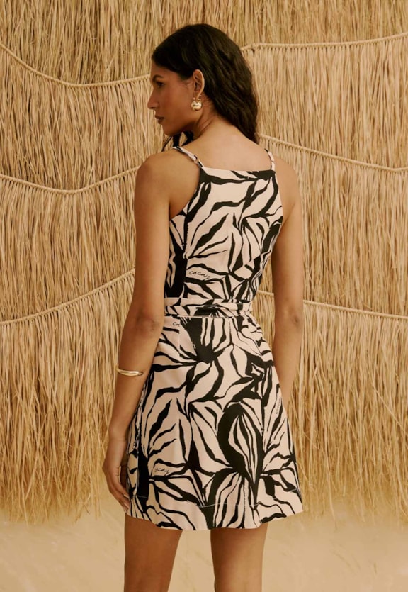 Vestido Curto Cachecouer Estampado Cacau Zebra Vista Traseira