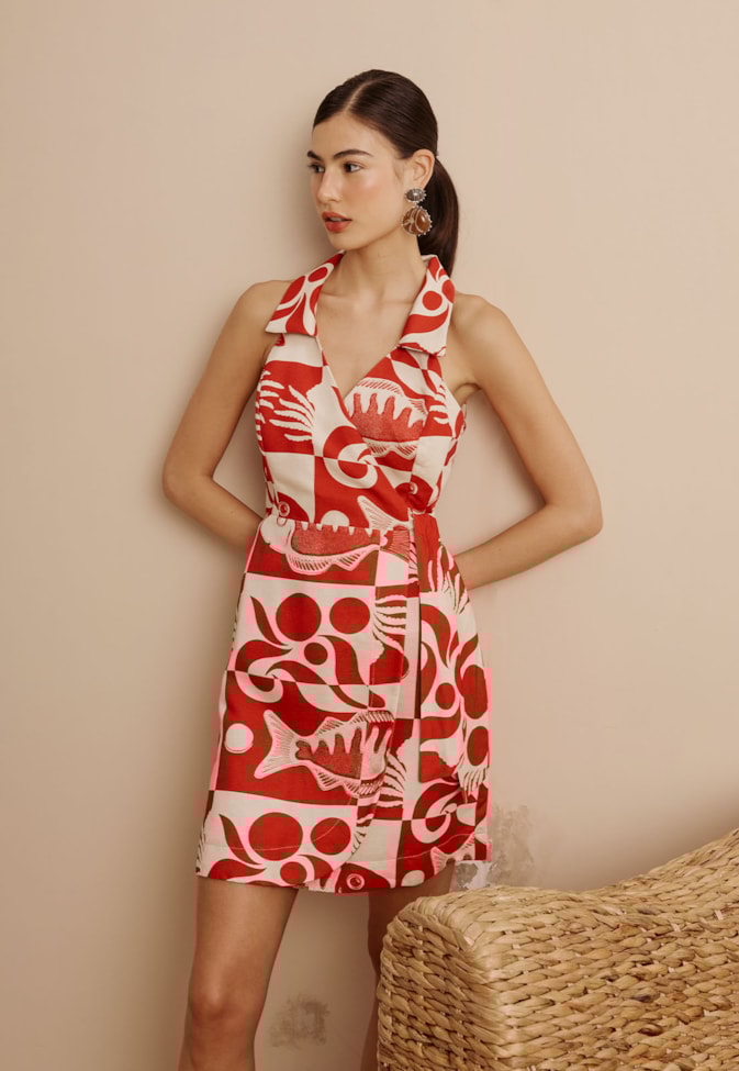 Vestido Curto Cachecouer Estampado Tucunaré