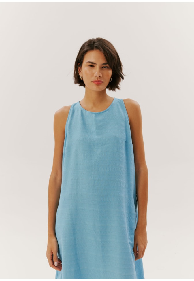 Vestido Curto Com Faixa Longa Liso