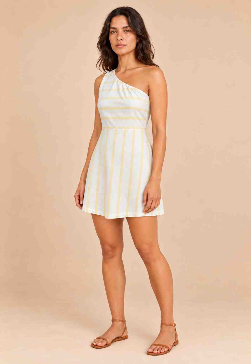 Vestido Curto Decote Costas Listrado 