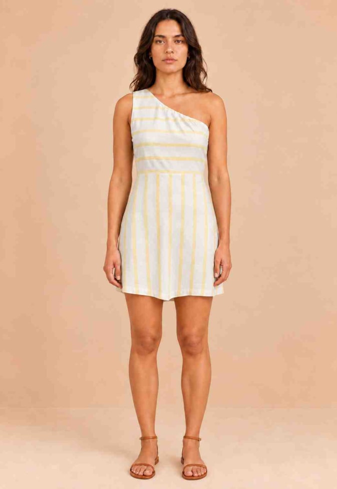 Vestido Curto Decote Costas Listrado 