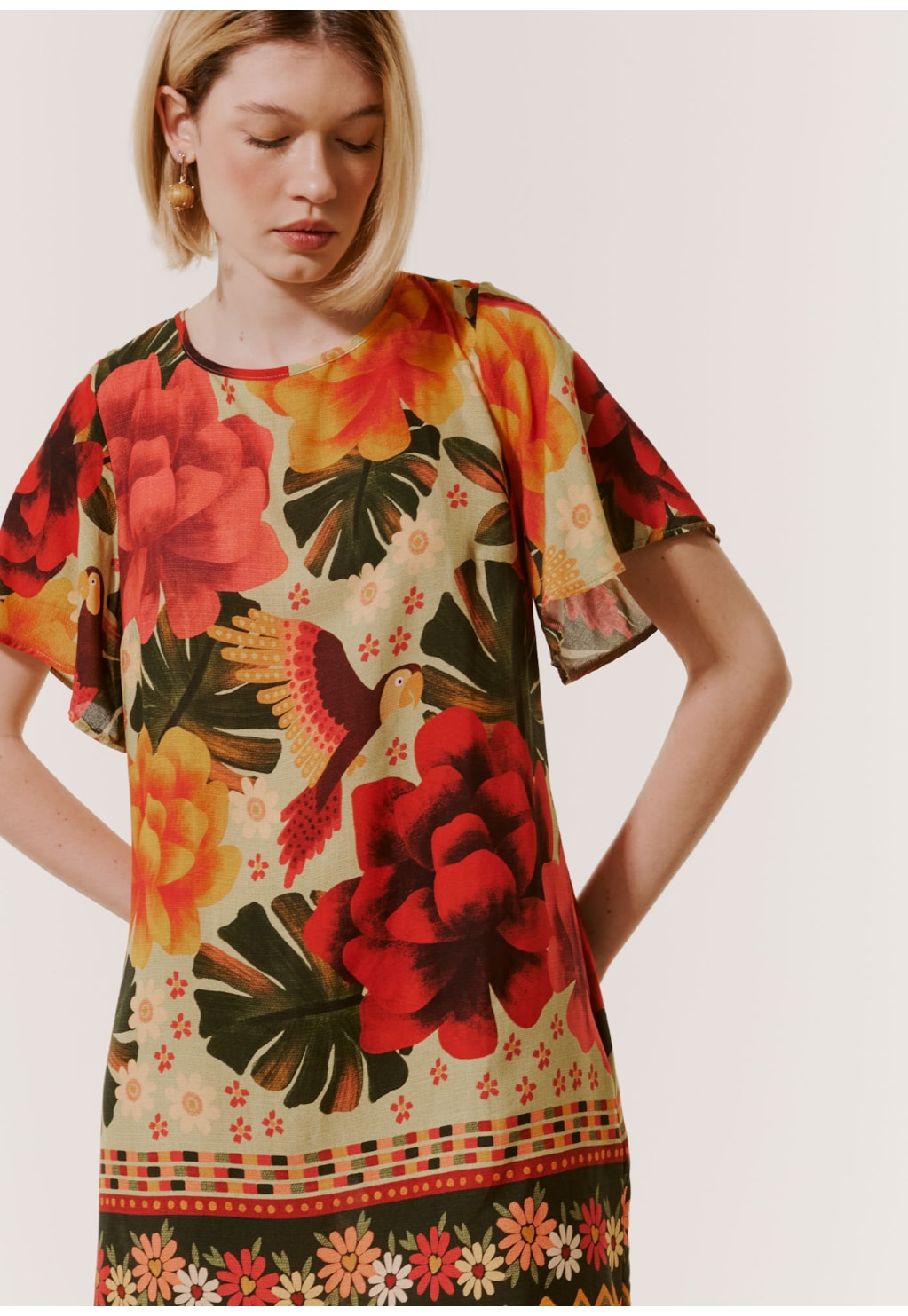 Vestido Curto Estampado Aroeira