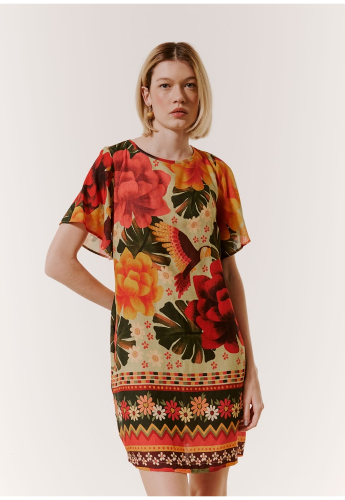 Vestido Curto Estampado Aroeira