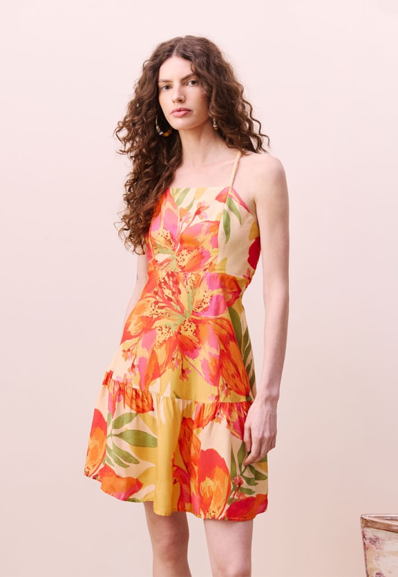 Vestido Curto Estampado Carimbó Vista Frontal