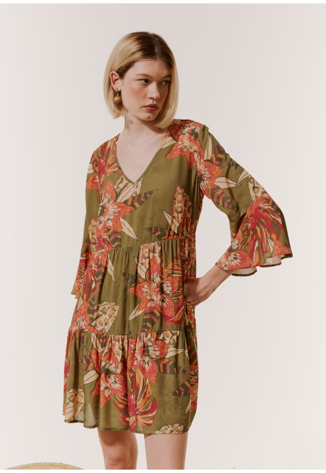 Vestido Curto Estampado Flor do Cerrado