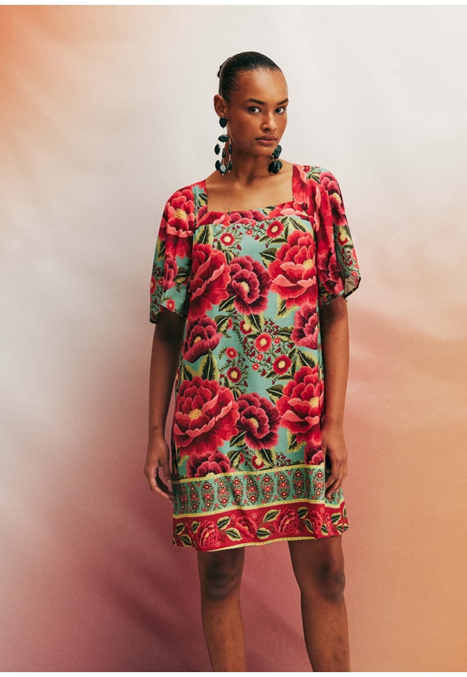 Vestido Curto Estampado Flor Paraense