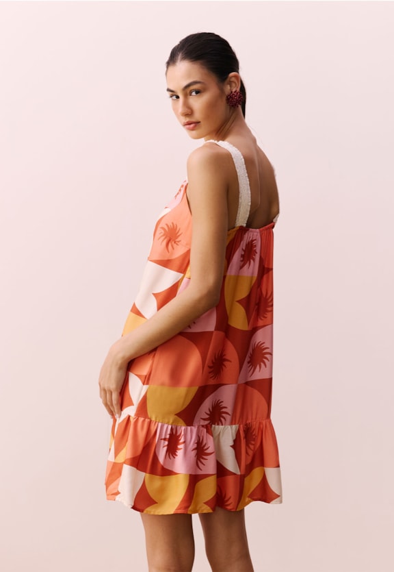 Vestido Curto Estampado Jaçanã Vista Traseira