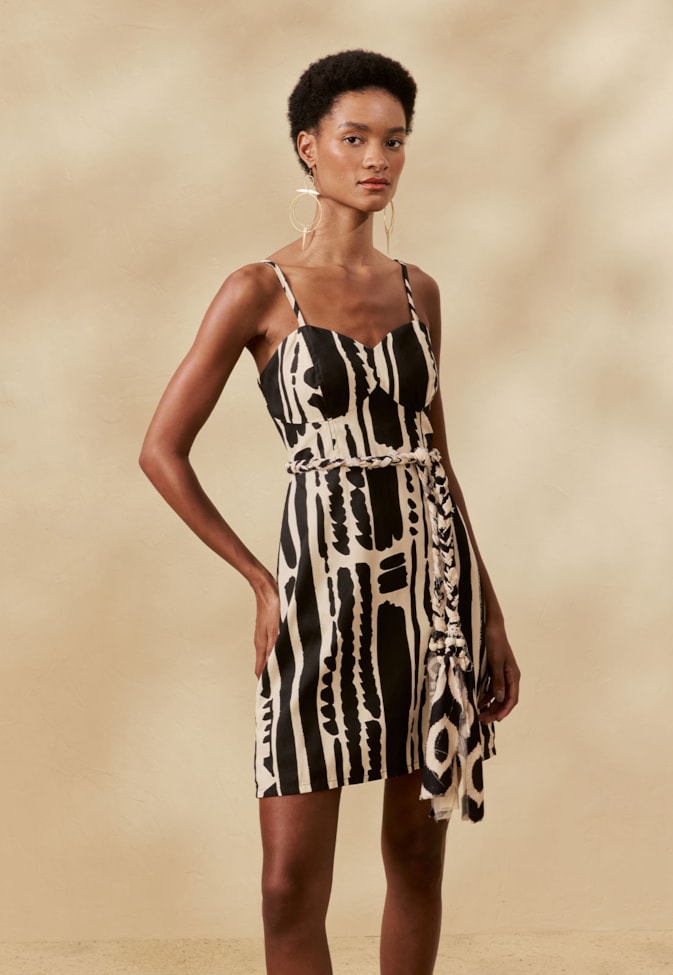 Vestido Curto Estampado Linea
