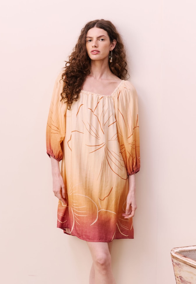 Vestido Curto Estampado Pérola do Tapajós