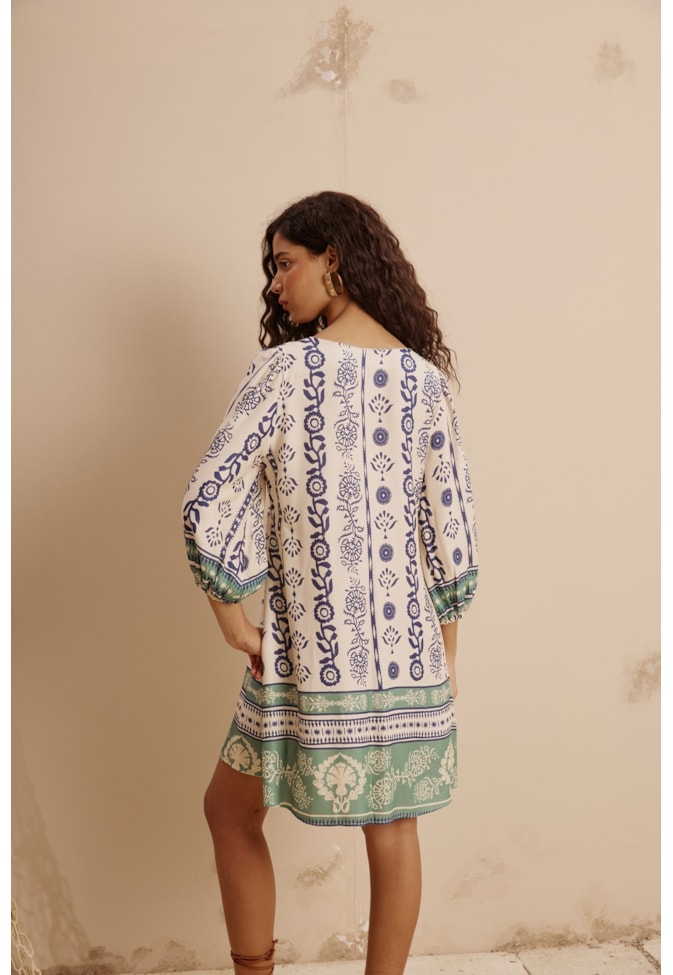 Vestido Curto Estampado Vinca