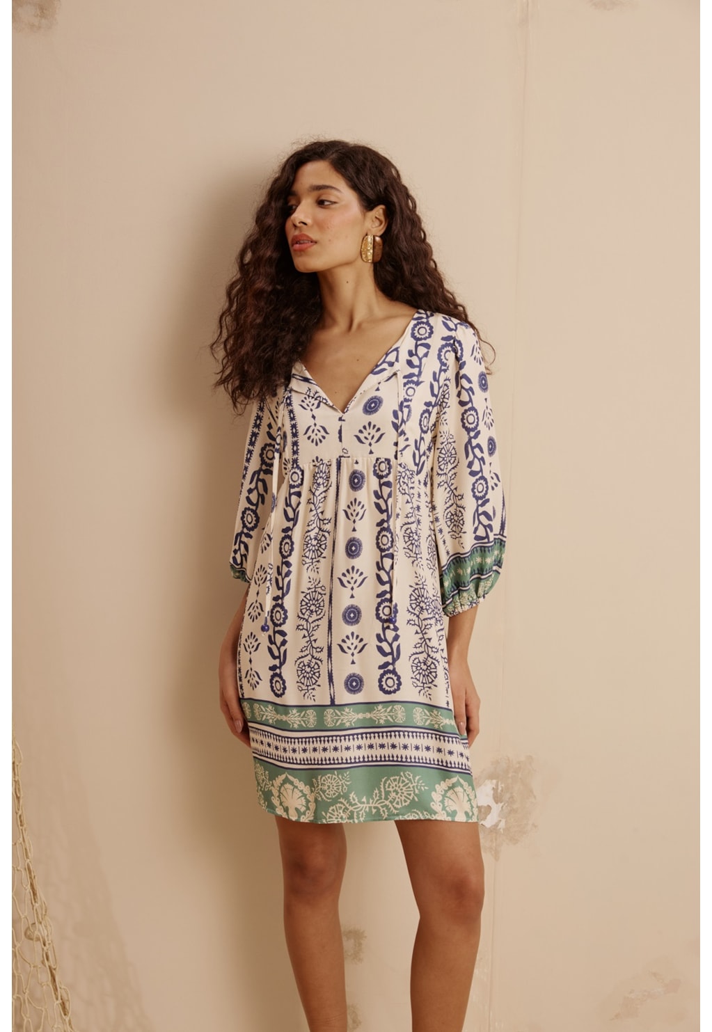 Vestido Curto Estampado Vinca