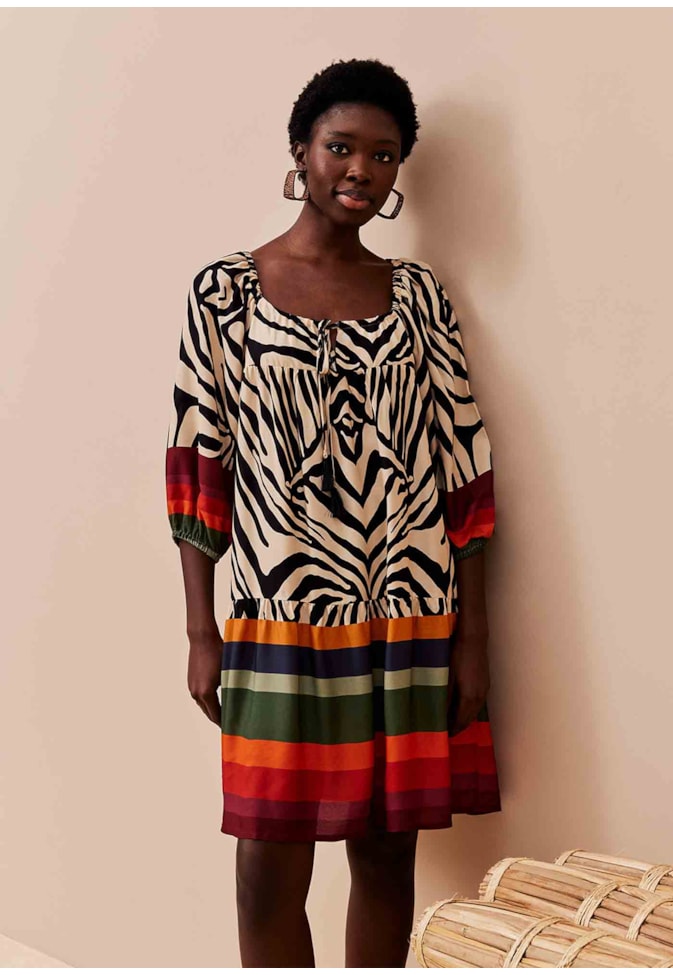 Vestido Curto Estampado Zebra Color