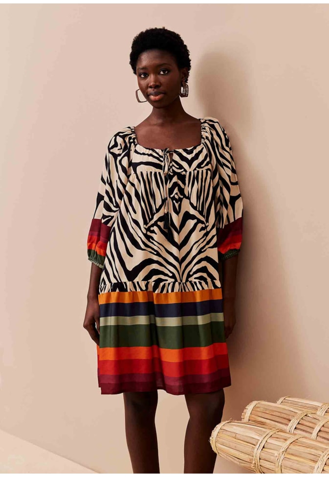 Vestido Curto Estampado Zebra Color