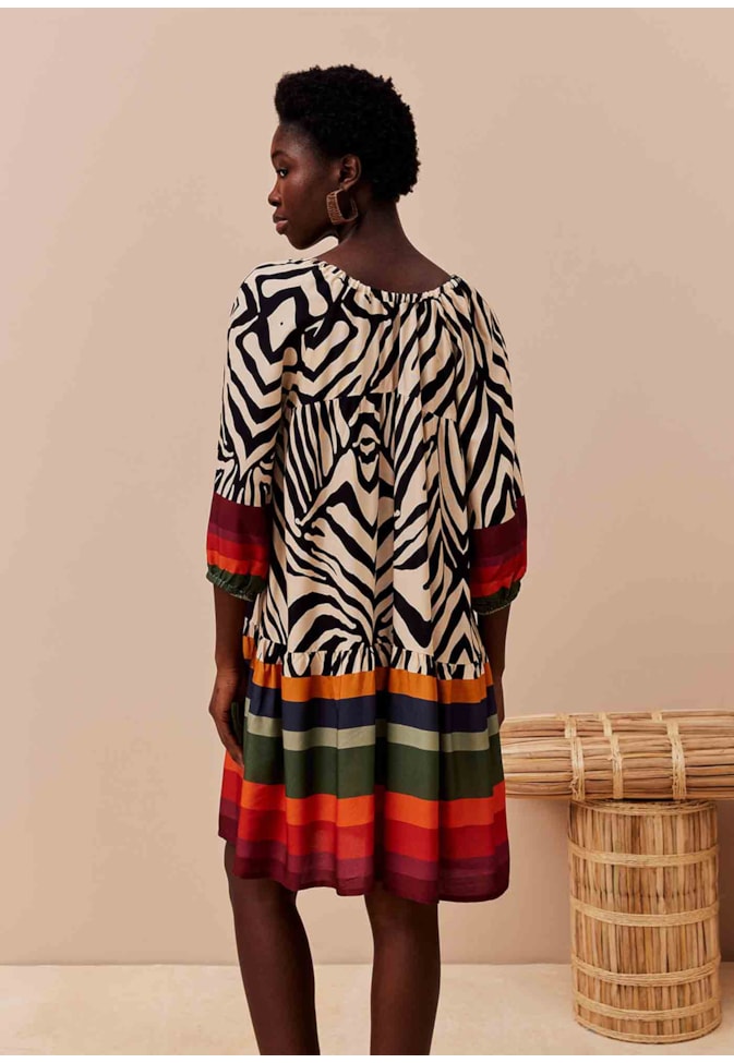 Vestido Curto Estampado Zebra Color