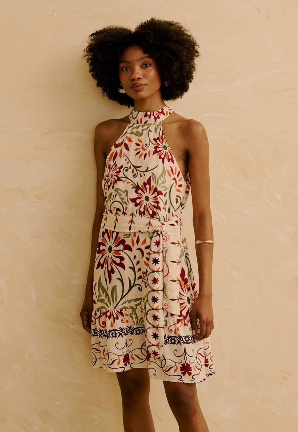 Vestido Curto Faixa Estampado Flor de Mashua