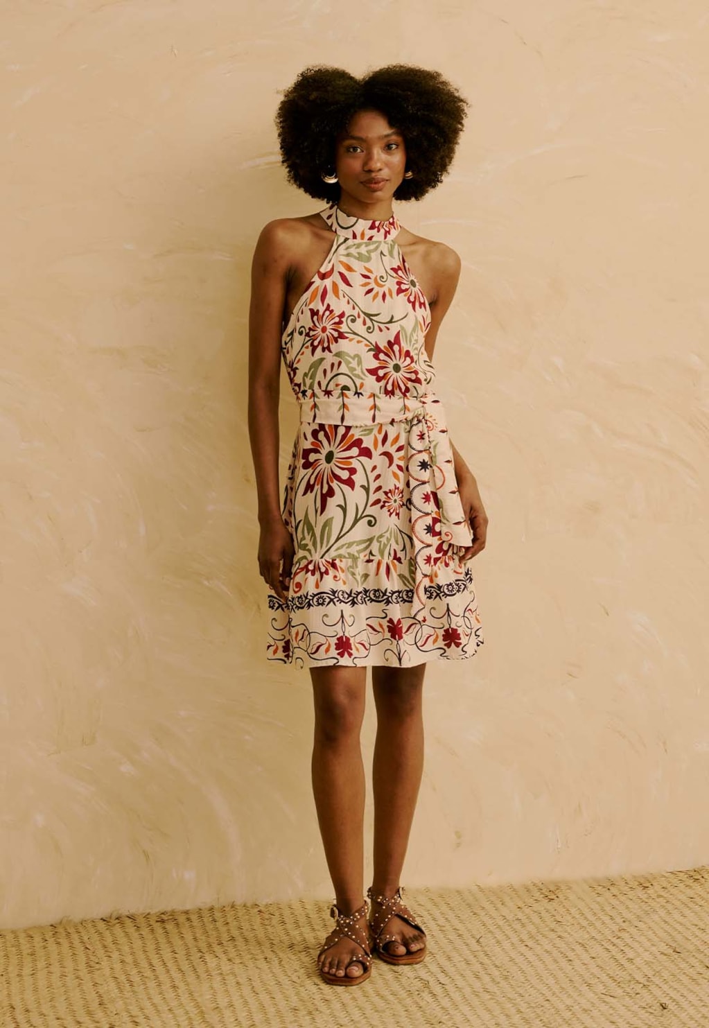 Vestido Curto Faixa Estampado Flor de Mashua