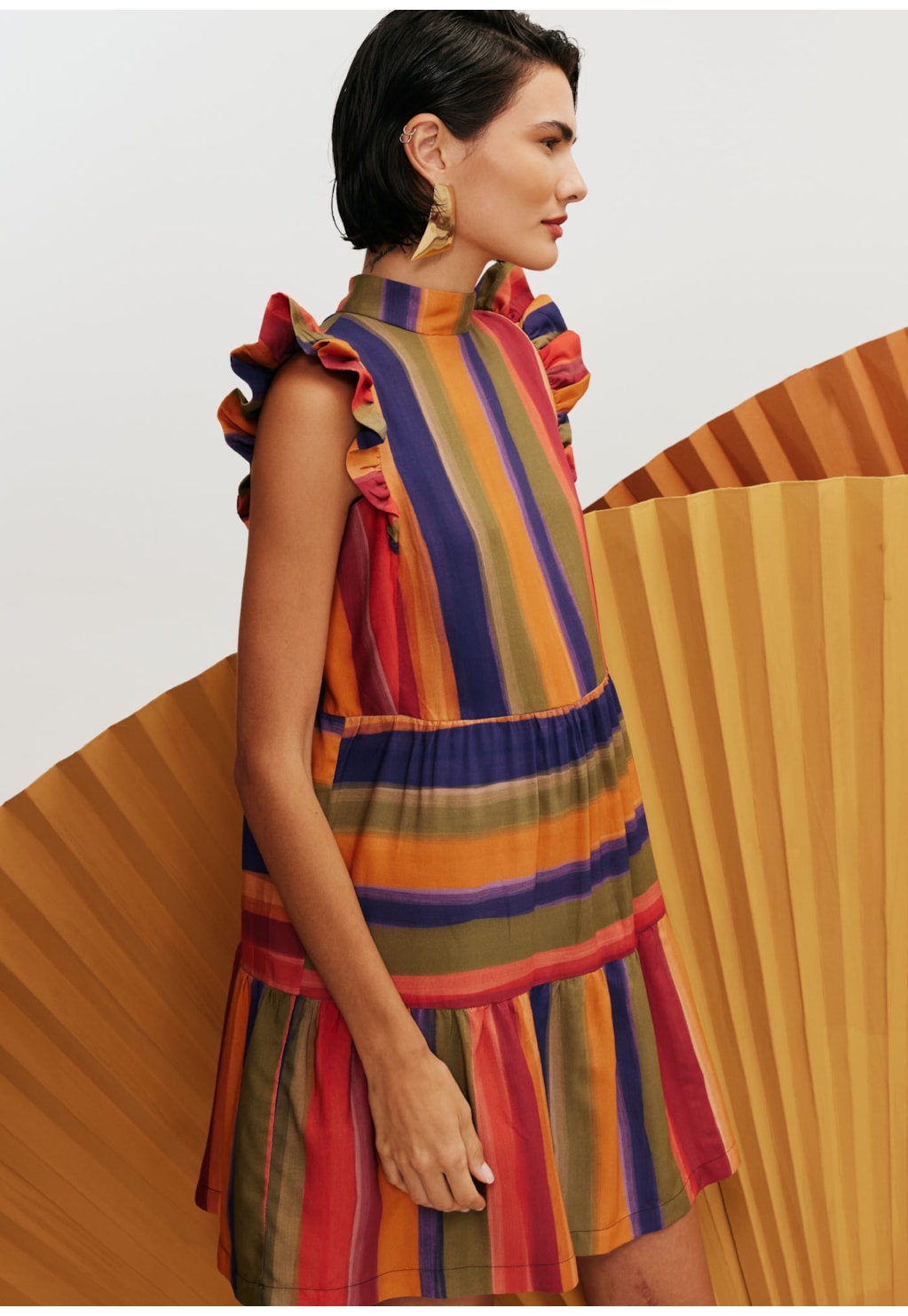 Vestido Curto Golinha Alta Estampado Xaxado