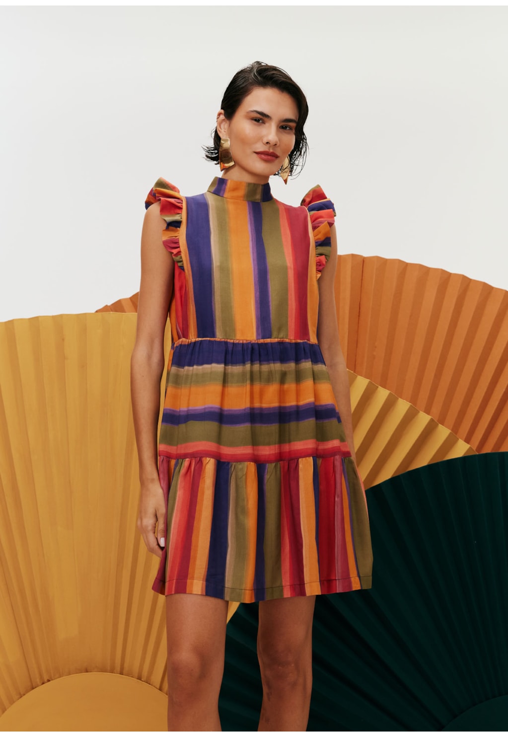 Vestido Curto Golinha Alta Estampado Xaxado