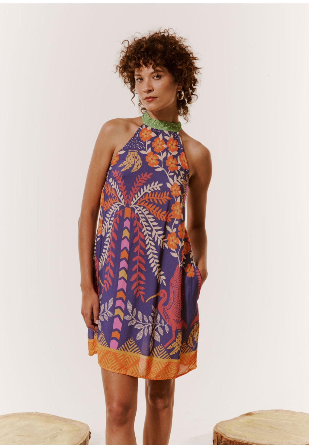 Vestido Curto Golinha Estampado Copaíba