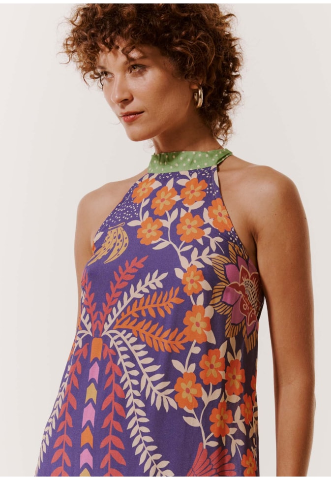 Vestido Curto Golinha Estampado Copaíba