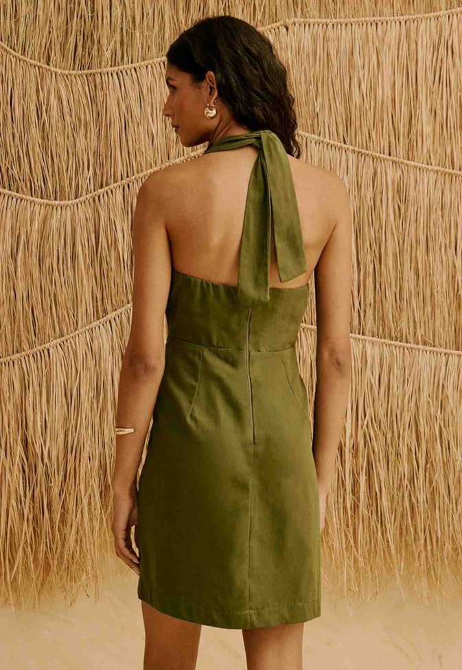 Vestido Curto Liso Botão Orgânico