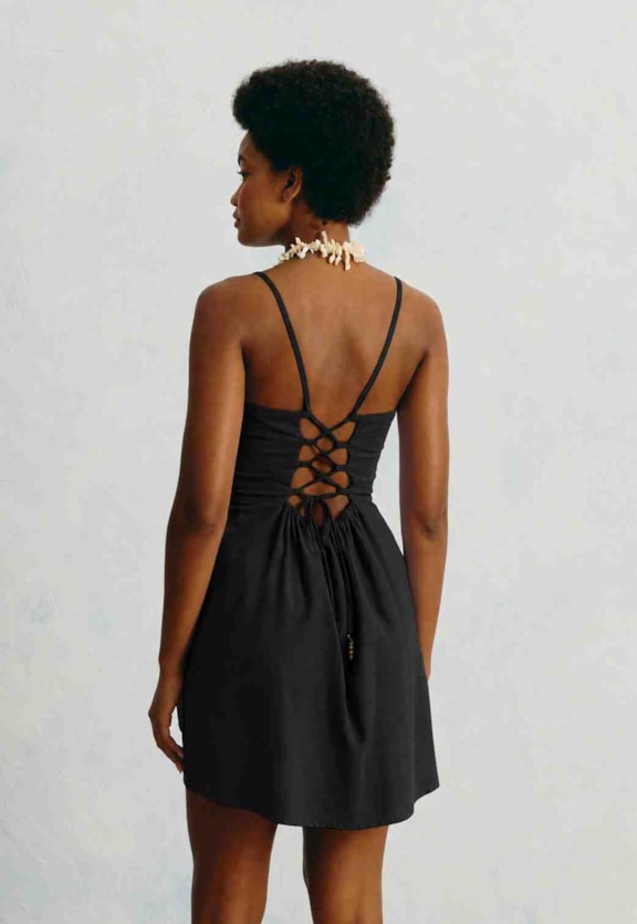 Vestido Curto Liso Corset Vista Traseira