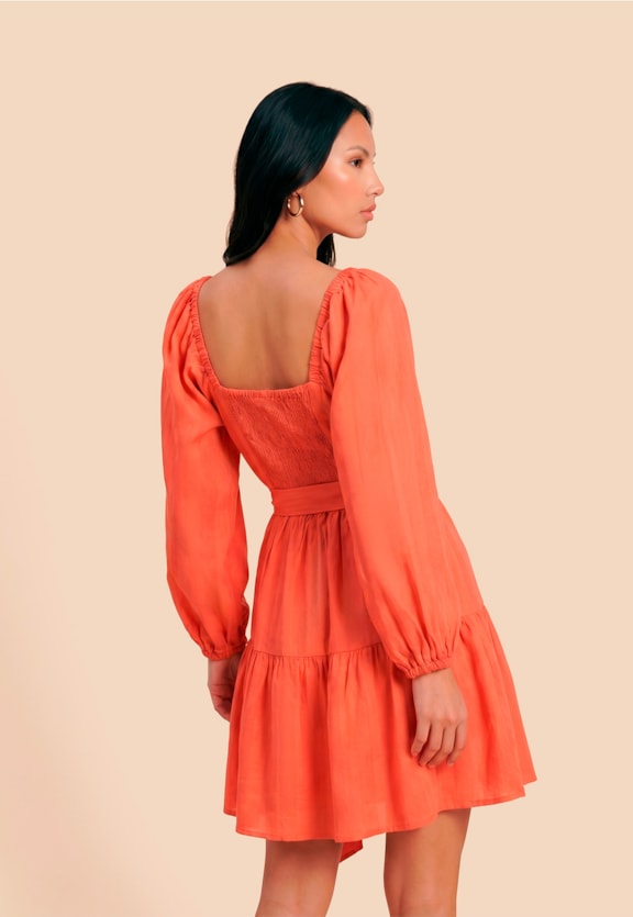 Vestido Curto Liso Transpasse Vista Traseira