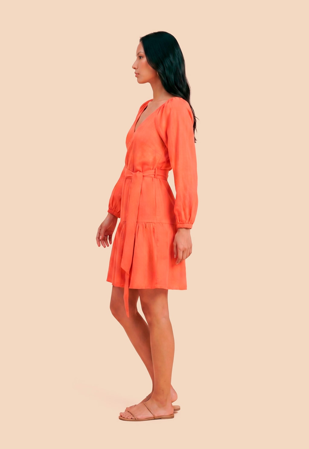Vestido Curto Liso Transpasse