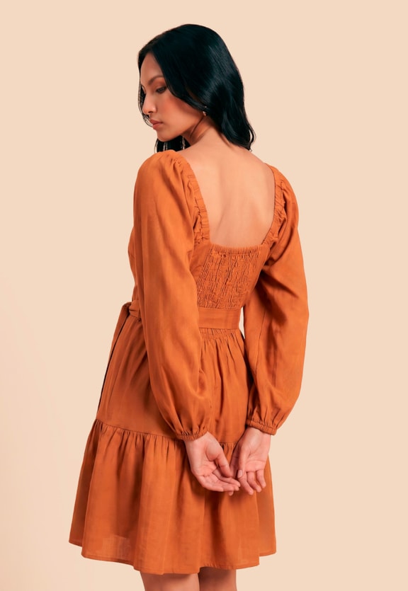 Vestido Curto Liso Transpasse Vista Traseira