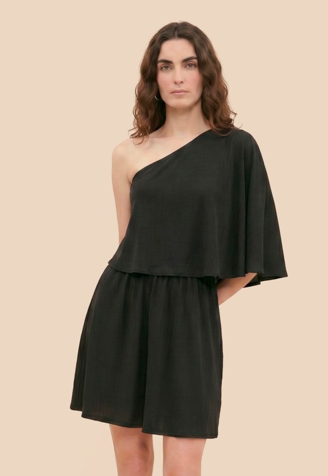 Vestido Curto Liso Um Ombro Só