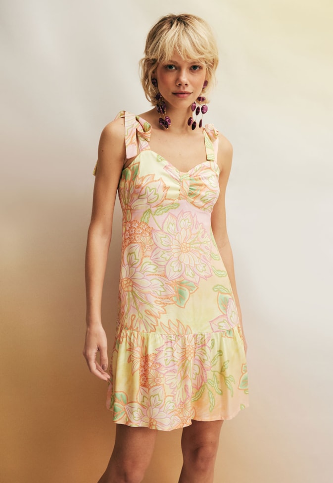 Vestido Curto Maria Estampado Chita Carimbó