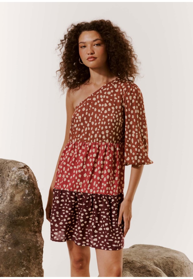 Vestido Curto Ombro Só Estampado Pampa