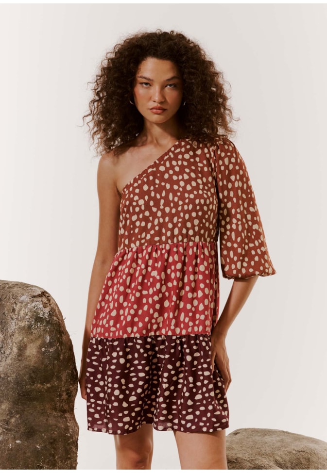 Vestido Curto Ombro Só Estampado Pampa